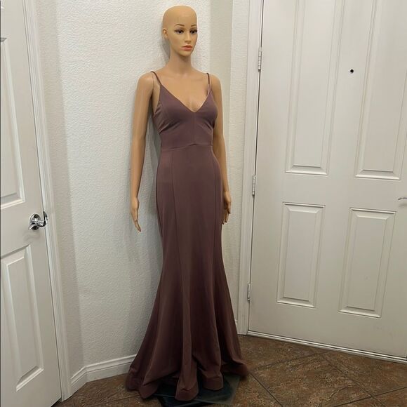 Windsor Dress Gown Purple Mauve Size Medium Spaghetti Strap Tie Backless Maxi - Picture 1 of 16